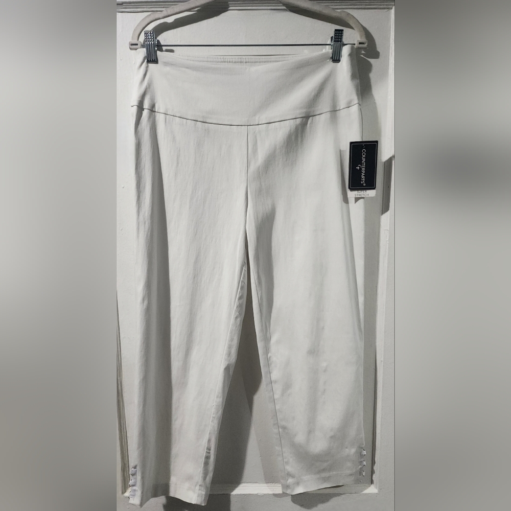 Counterparts Pull-On White Wide-Leg Capri Pants size: M